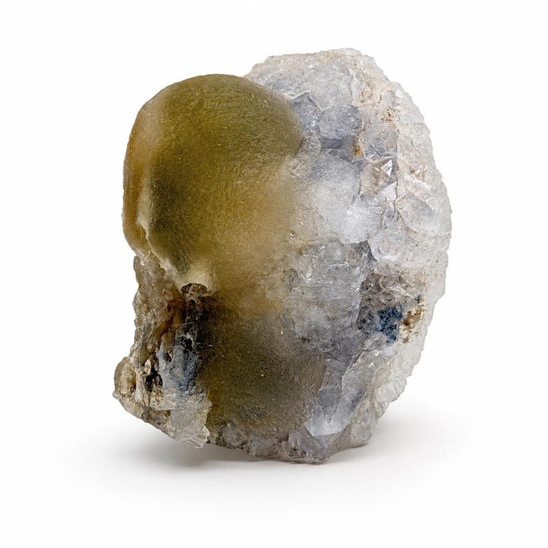 Yellow Botryoidal Fluorite on Quartz Cluster #1