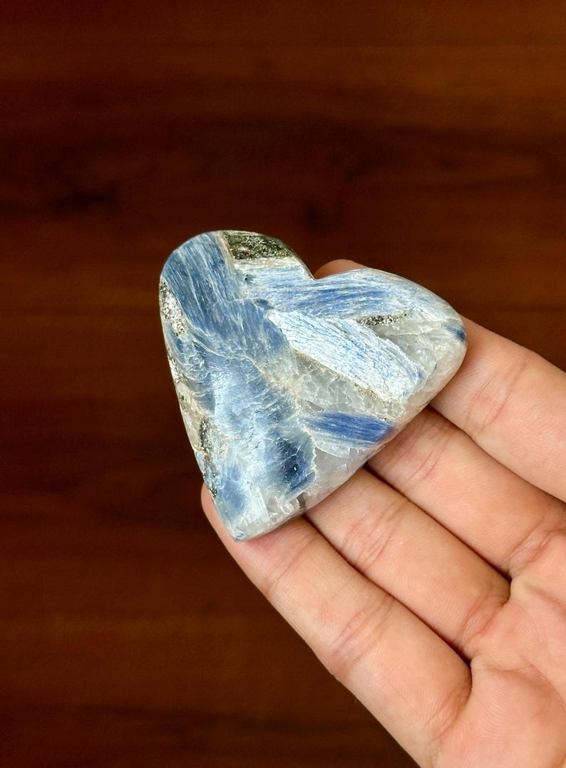 Polished Kyanite Quartz Heart