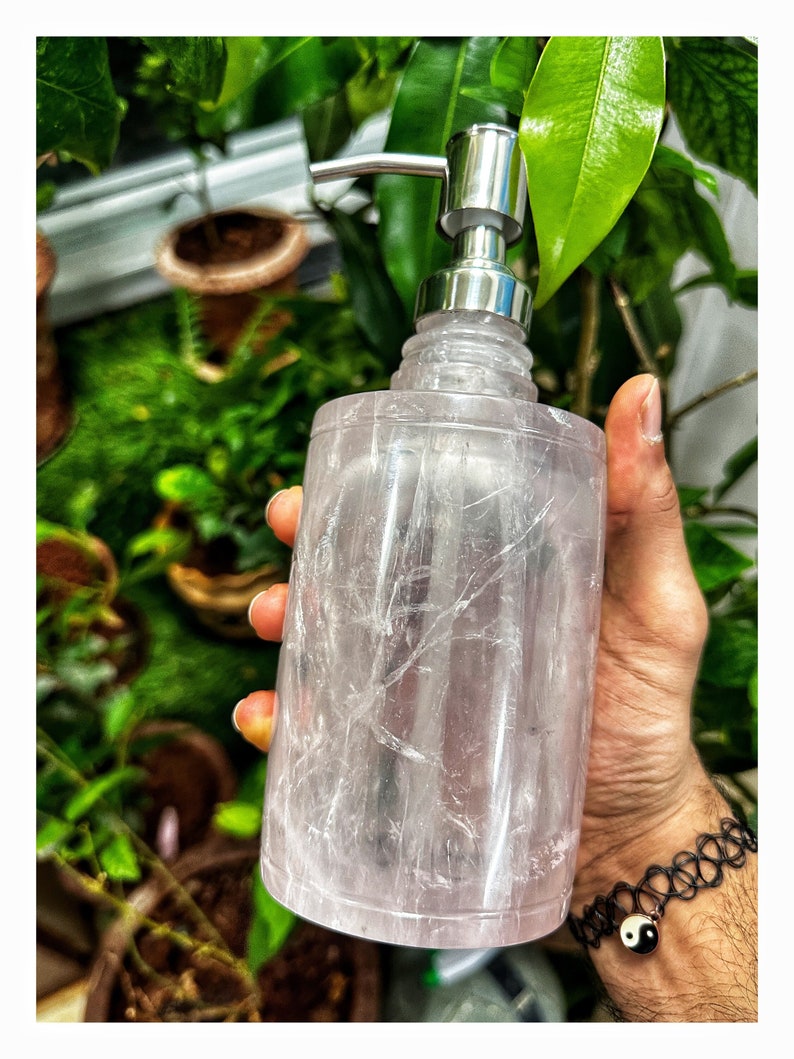 Carved Rose Quartz Soap Dispenser