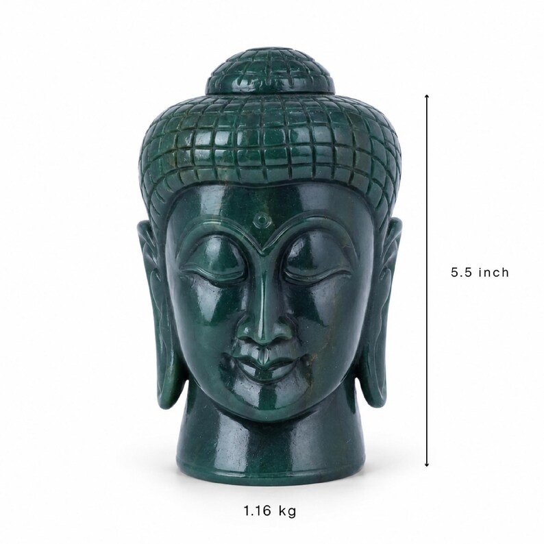 Green Aventurine Buddha Head Carving