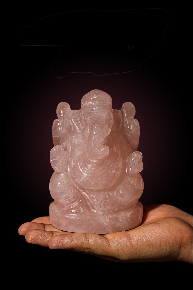 Rose Quartz Ganesha Idol