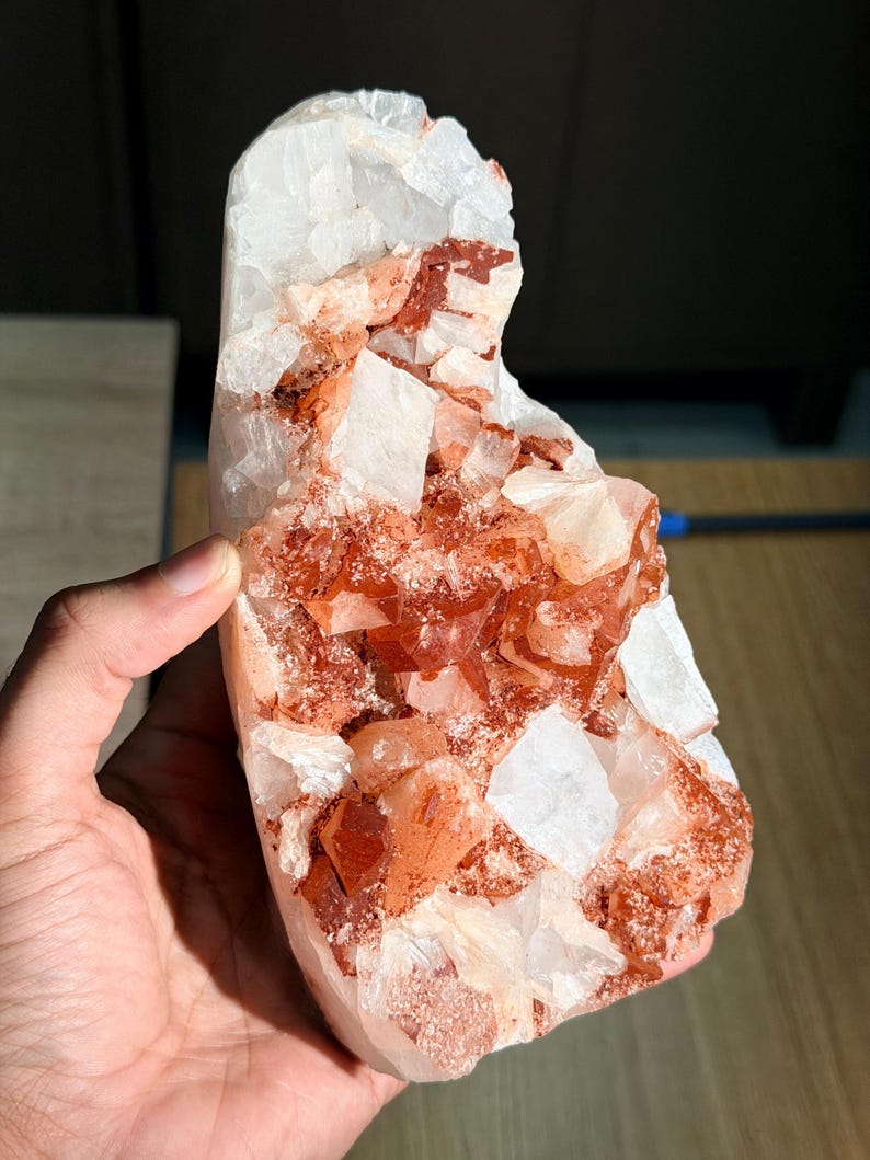 /7 Red Heulandite Geode Slice