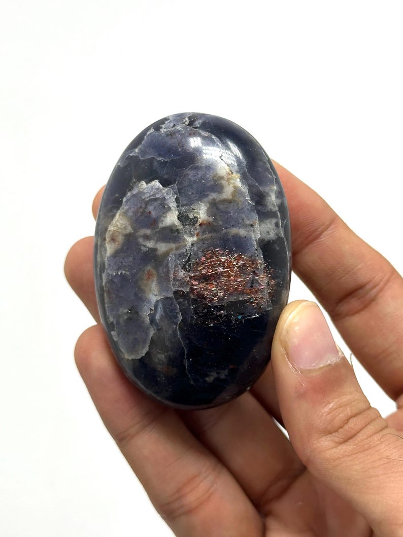 Polished Sunstone Palmstones with Iolite Base #2