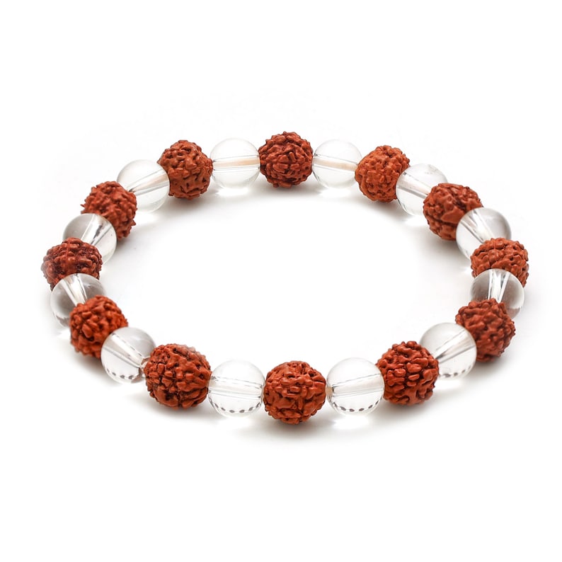 Rudraksha & Clear Quartz Bracelet
