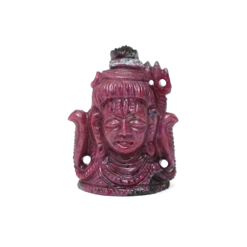 Ruby Zoisite Shiva Head Carving