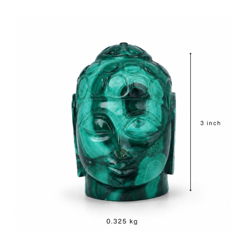 Malachite Buddha Head Carving