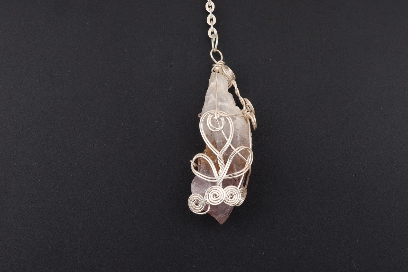 Chevron Amethyst Wire Wrap Point Pendulum