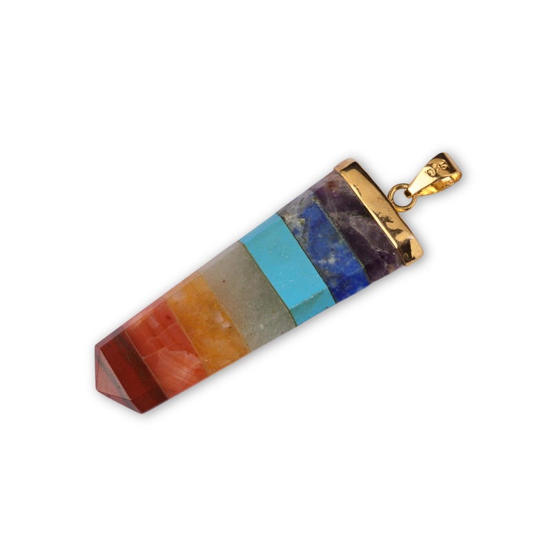 7 Chakra Bonded Crystal Point Pendulum Pendant