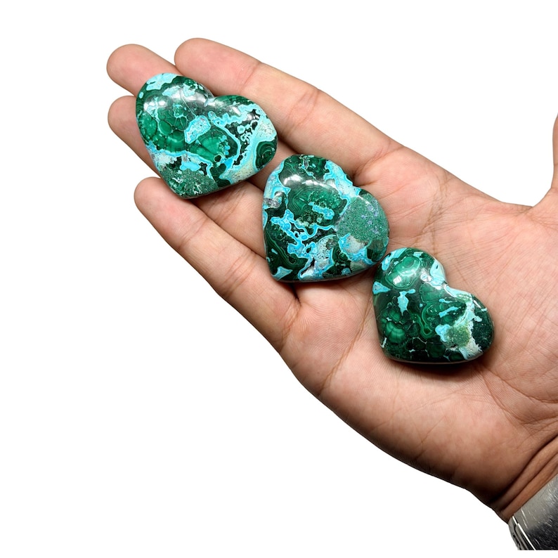 Chrysocolla Malachite Hearts