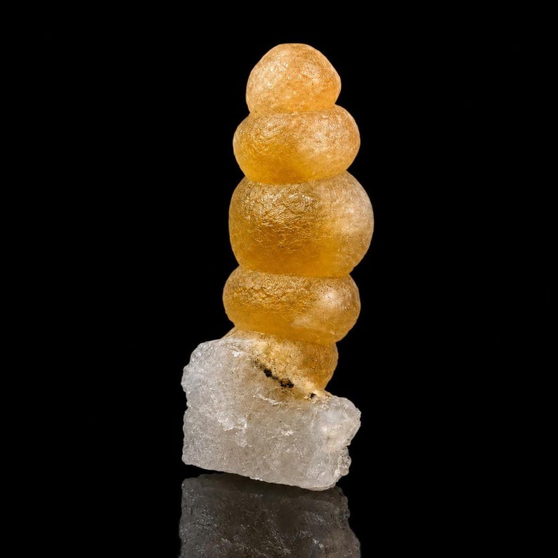 Golden Botryoidal Chalcedony on Quartz Matrix