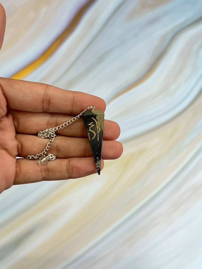 Pyrite Pendulum Engraving